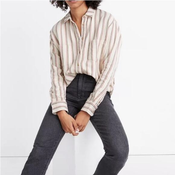 Madewell Flannel Sunday Shirt in Claxton Stripe size XXS - Picture 1 of 6